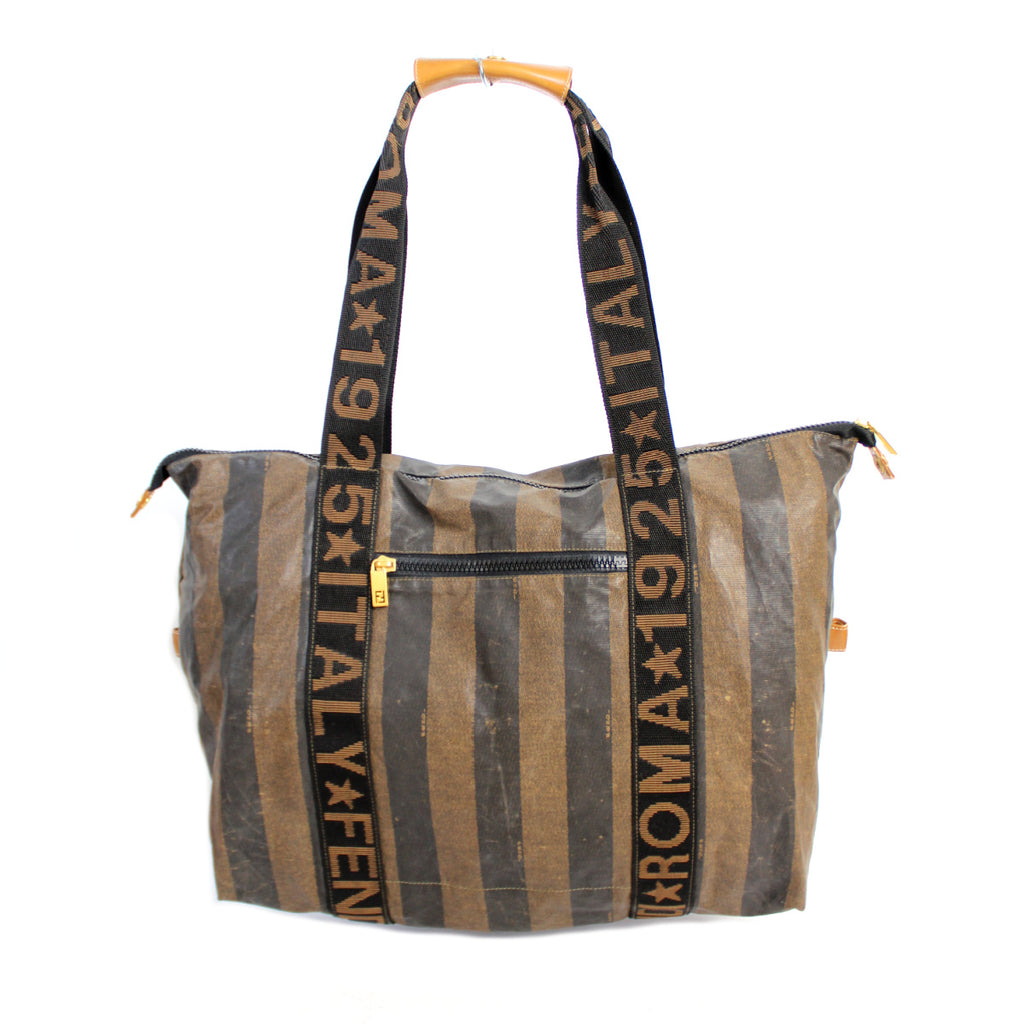 Fendi Brown Stripe Holdall / Travel Bag | luxequarter.com