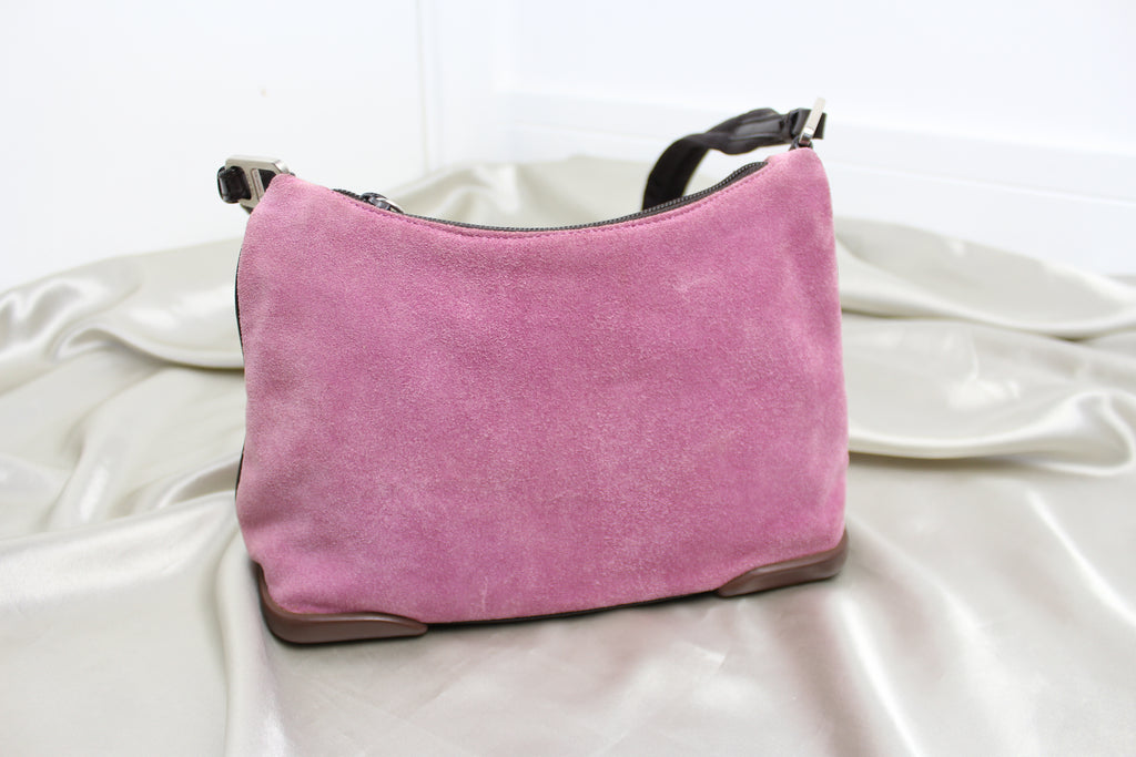 Prada Pink Suede Small Shoulder Bag
