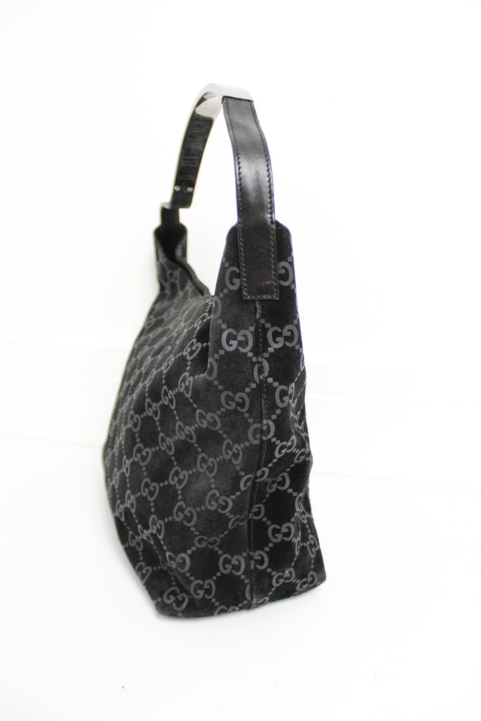 Gucci by Tom Ford Black Suede GG Logo Bag 