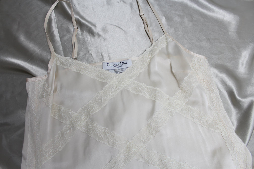 Christian Dior Silk  Lace Cami Top UK 810  luxequartercom