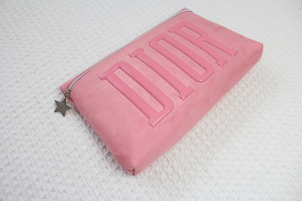 Christian Dior Beauty Pink Suede Cosmetic Bag / Clutch