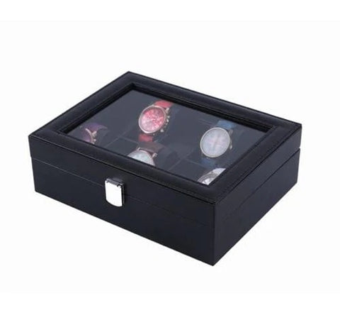 10 slots black watch box