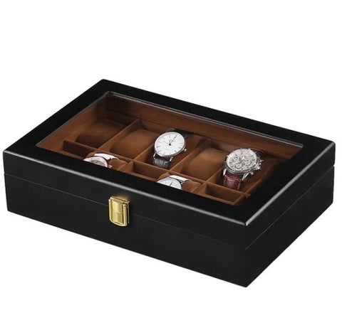 12 slot wooden watch box