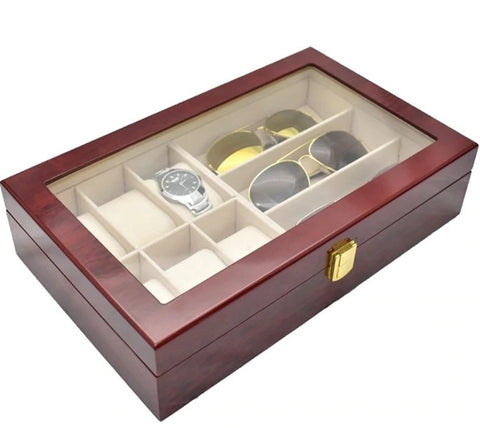 wooden watch spectacles storage box