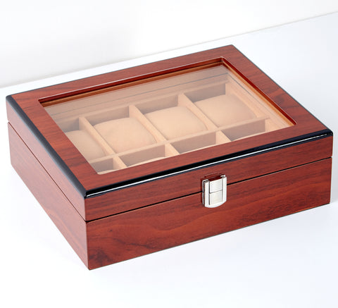 8 slots wood grain red watch box singapore