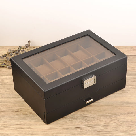 black matte wood watch with jewelry storage box organizer