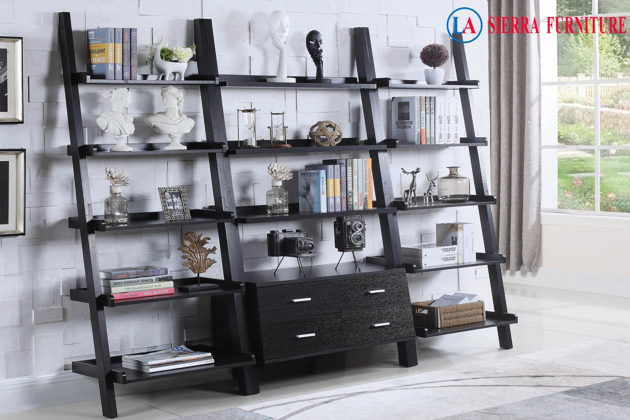 Ladder Bookcase With 4 Drawers La Sierra Furniture
