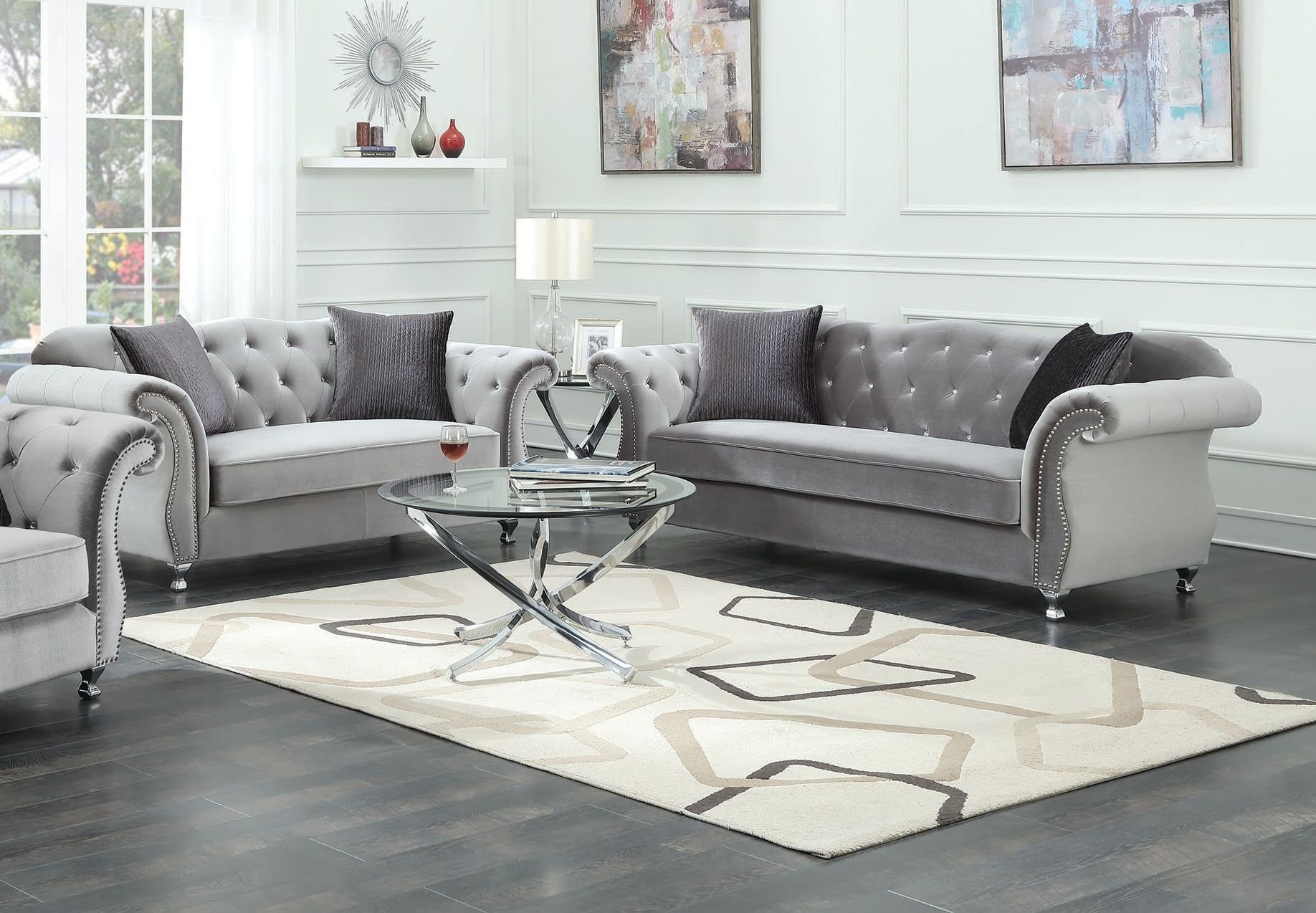 Frostine Silver Living Room Set 551161 La Sierra Furniture