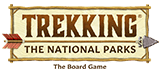 'Trekking the National Parks board game logo with arrow illustrations.'