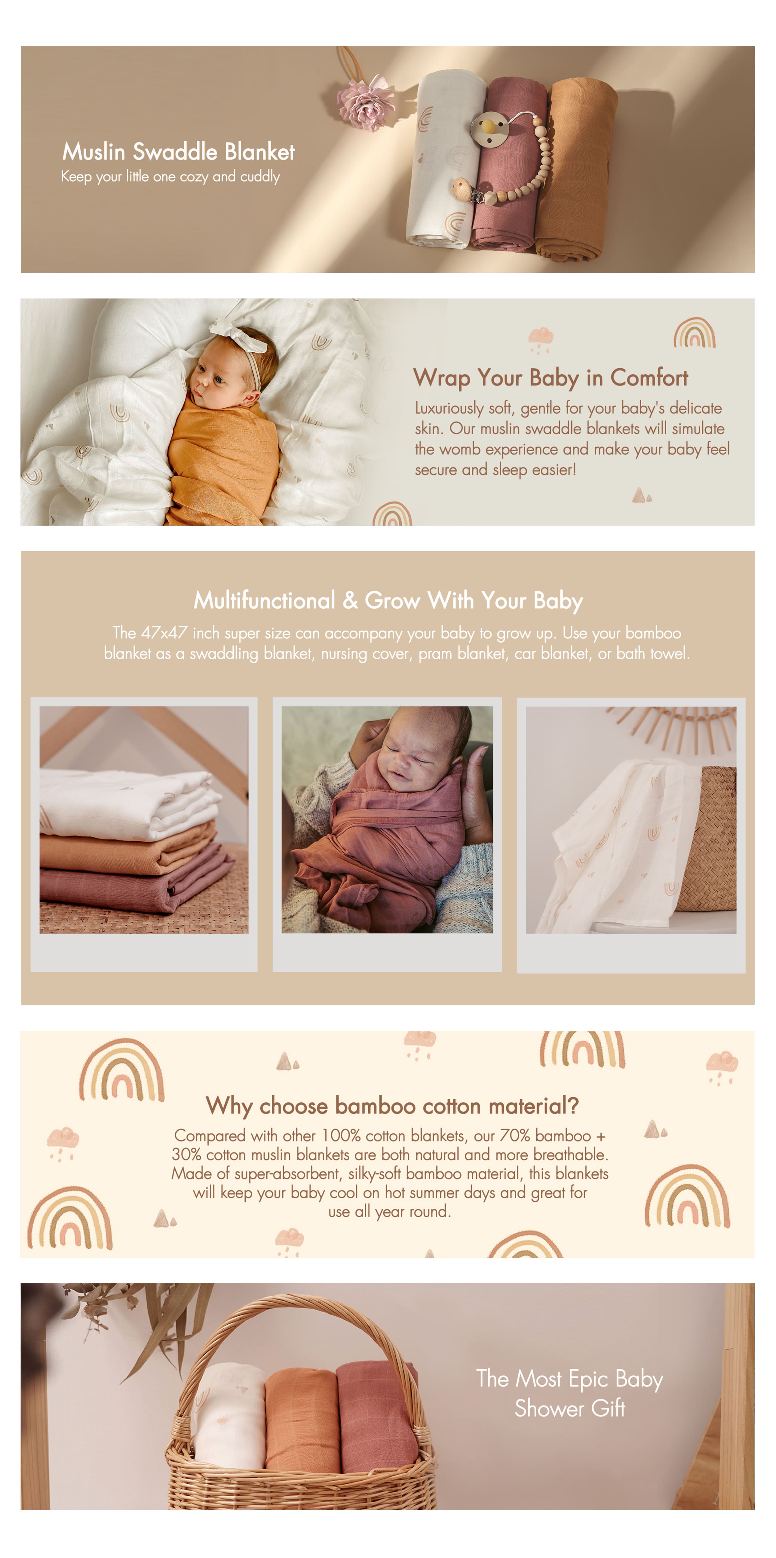 Papablic Baby Swaddle Blanket