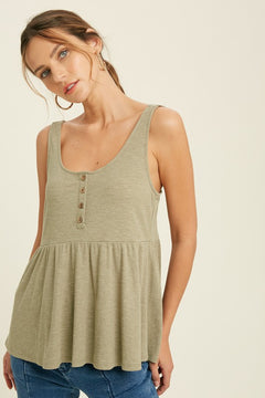 Leslie Tank Top- Olive