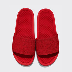 red slide on shoes