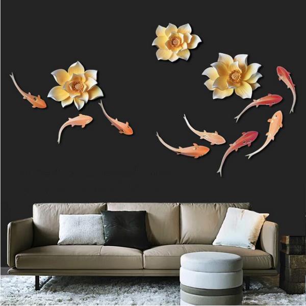 Luxurious 3d Flower Fish Wall Decoration Aartistik Home