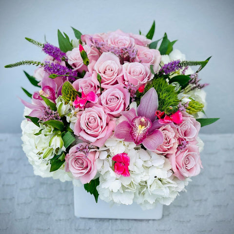 Mother’s Day Flower Arrangement with Pink Roses