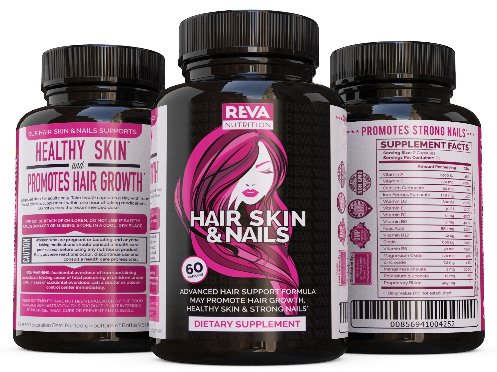 Premium Biotin Hair Growth Formula Hair Skin Nails Reva