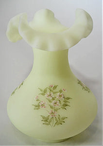 hand painted fenton green vase