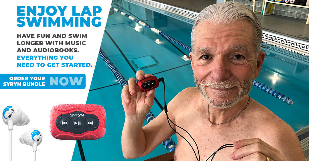 Enjoy lap swimming by listening to music underwater with the Syryn waterproof MP3 player. Have fun and swim longer with music and audiobooks. Everything you need to get started. Order your Syryn Bundle now.