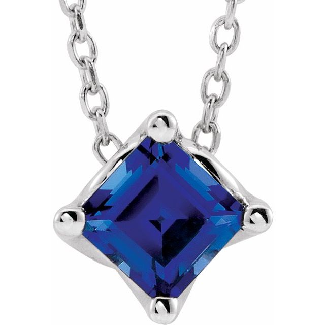 Blue Sapphire Solitaire  Necklace