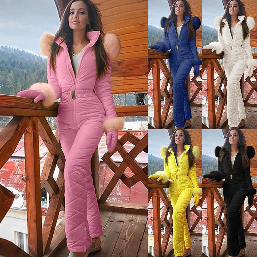 Women S Winter Fashion One Piece Ski Jumpsuit Thick Quilted Snowboard Icu Sexy