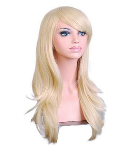 Free Shipping On Long Blonde Wig With Side Bangs For Women High