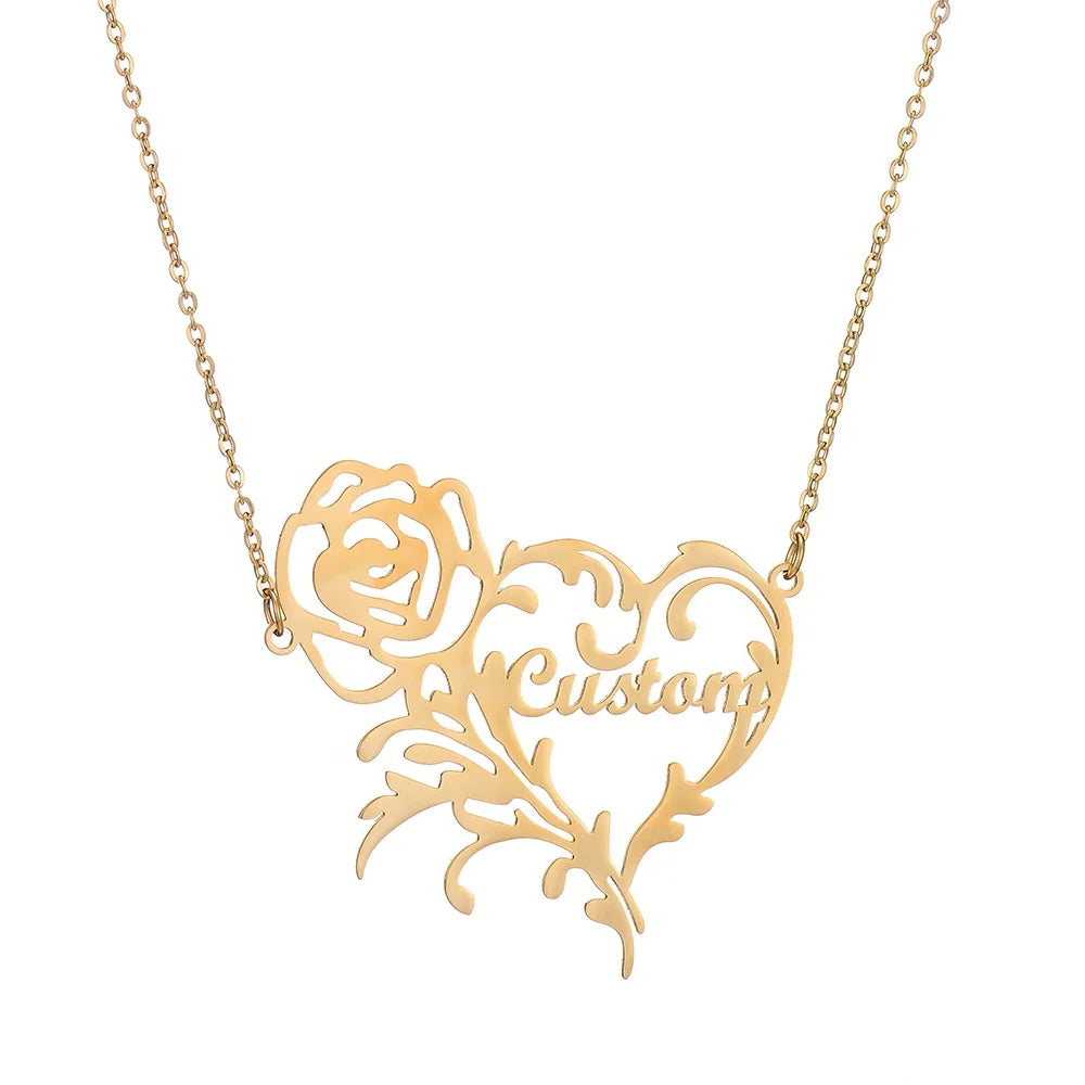 Custom Name Necklace Customized Personalized Pendant Name Necklace with Heart Name Necklace for Women Best Gift for Girl