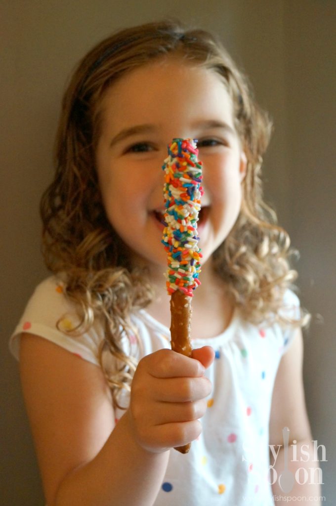 Chocolate and Sprinkle Covered Pretzel Rods