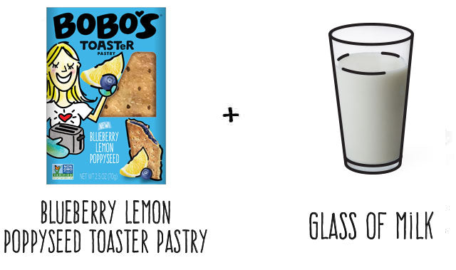 Bllueberry Lemon Poppyseed Toaster Pastry and Glass of Milk