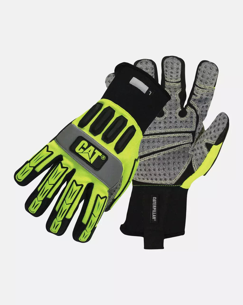 Maximum Safety® Leather Palm Lifting Gloves with Reinforced Padded Palm  Insert - Hi-Vis Yellow Cotton Back, Fingerless