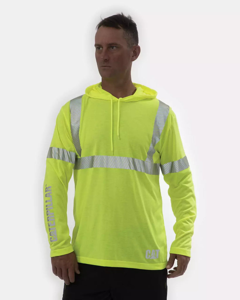 Men's High Visibility Long Sleeve T-shirt - Neon Orange, Large 