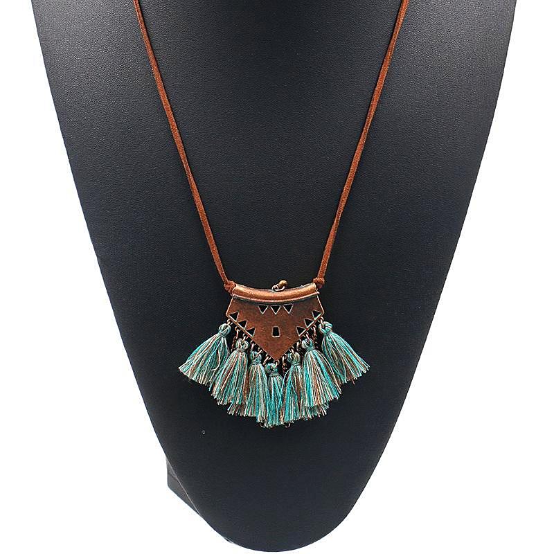 Turquoise Tassel Choker Necklace | KEISELA