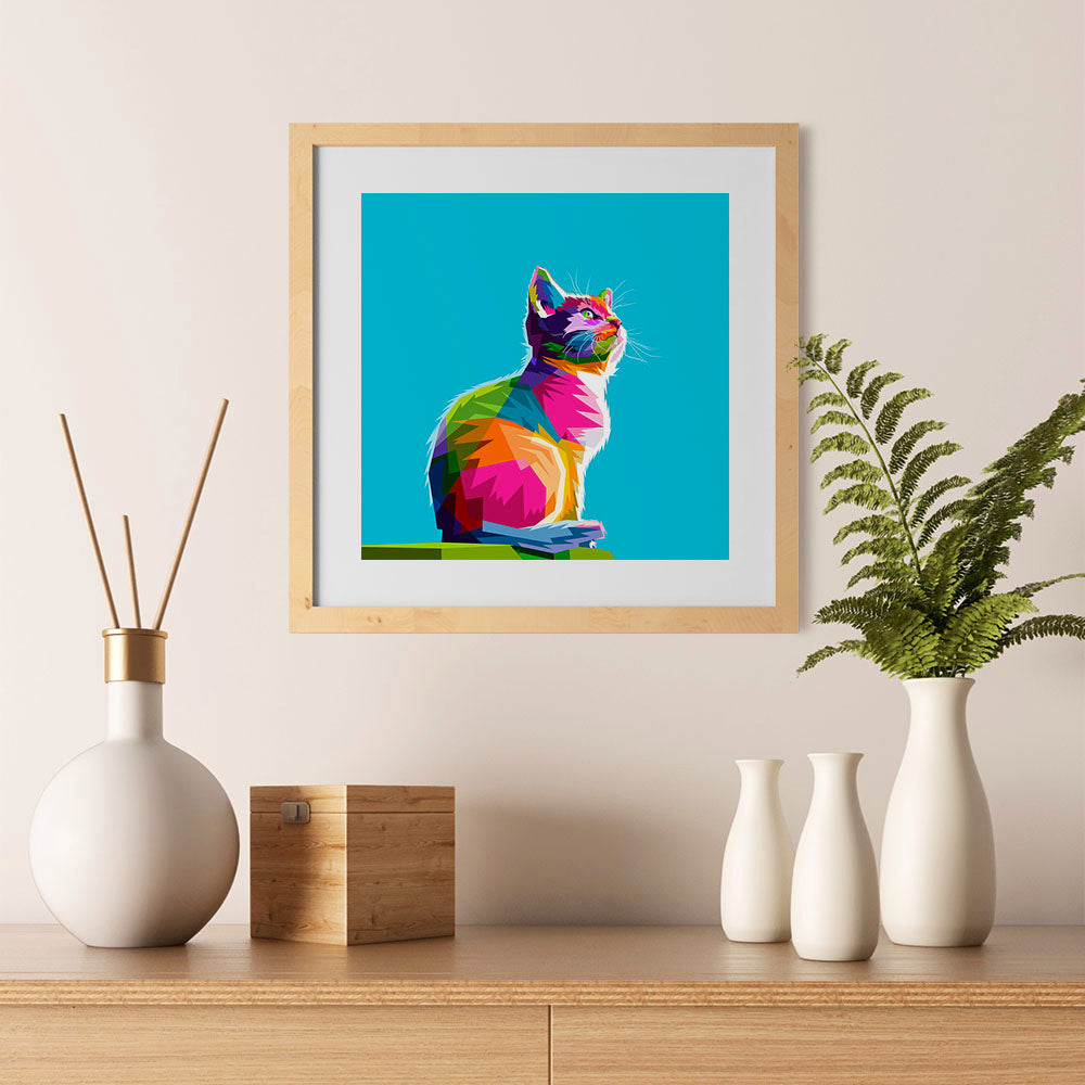 Cool Cat, Cubism Pop Art Design Colorful Animals – EzPosterPrints
