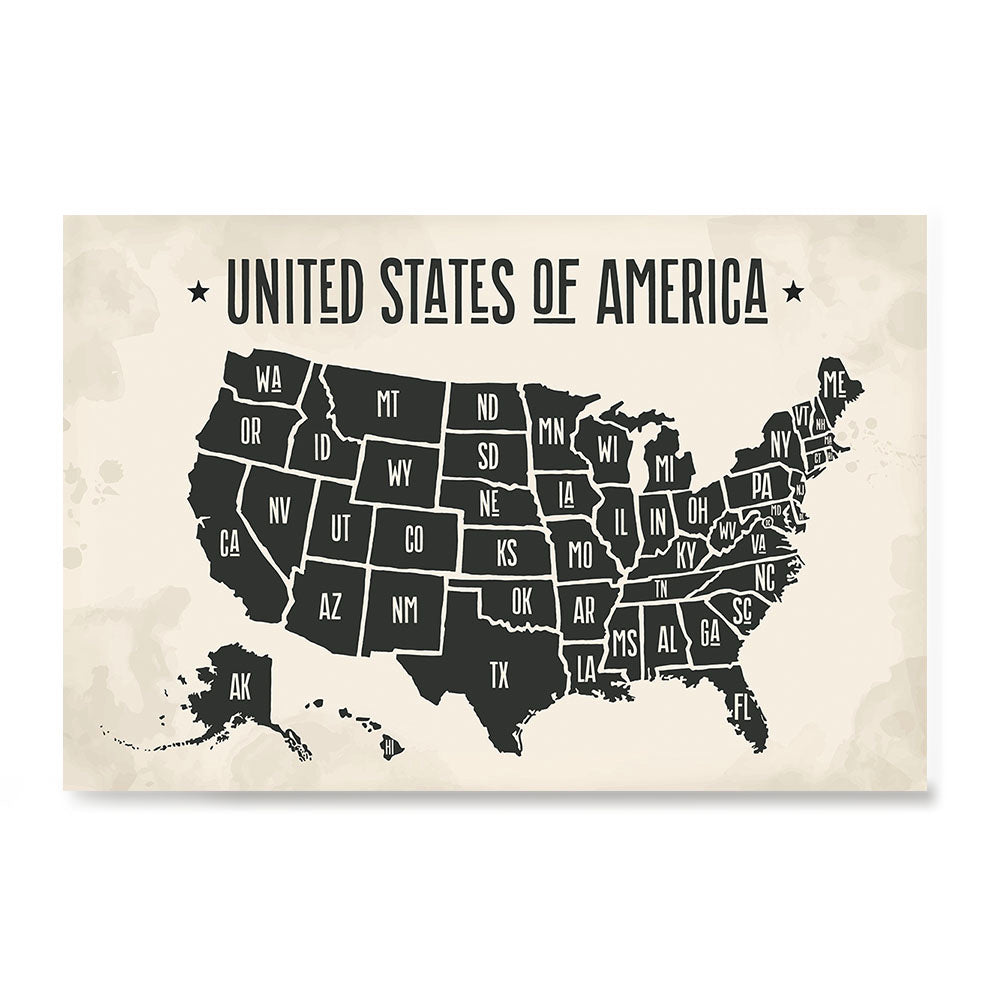 The United States Of America States Map With Black Title Usa Maps With