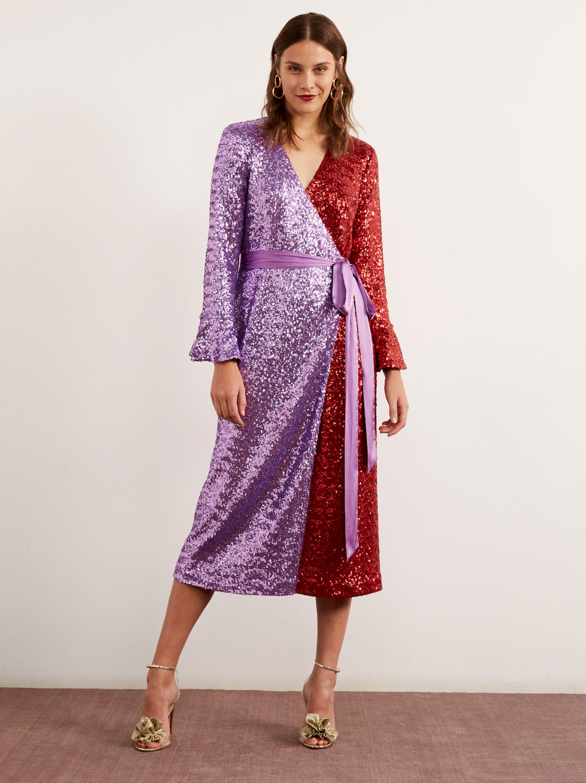 sequin wrap around dress