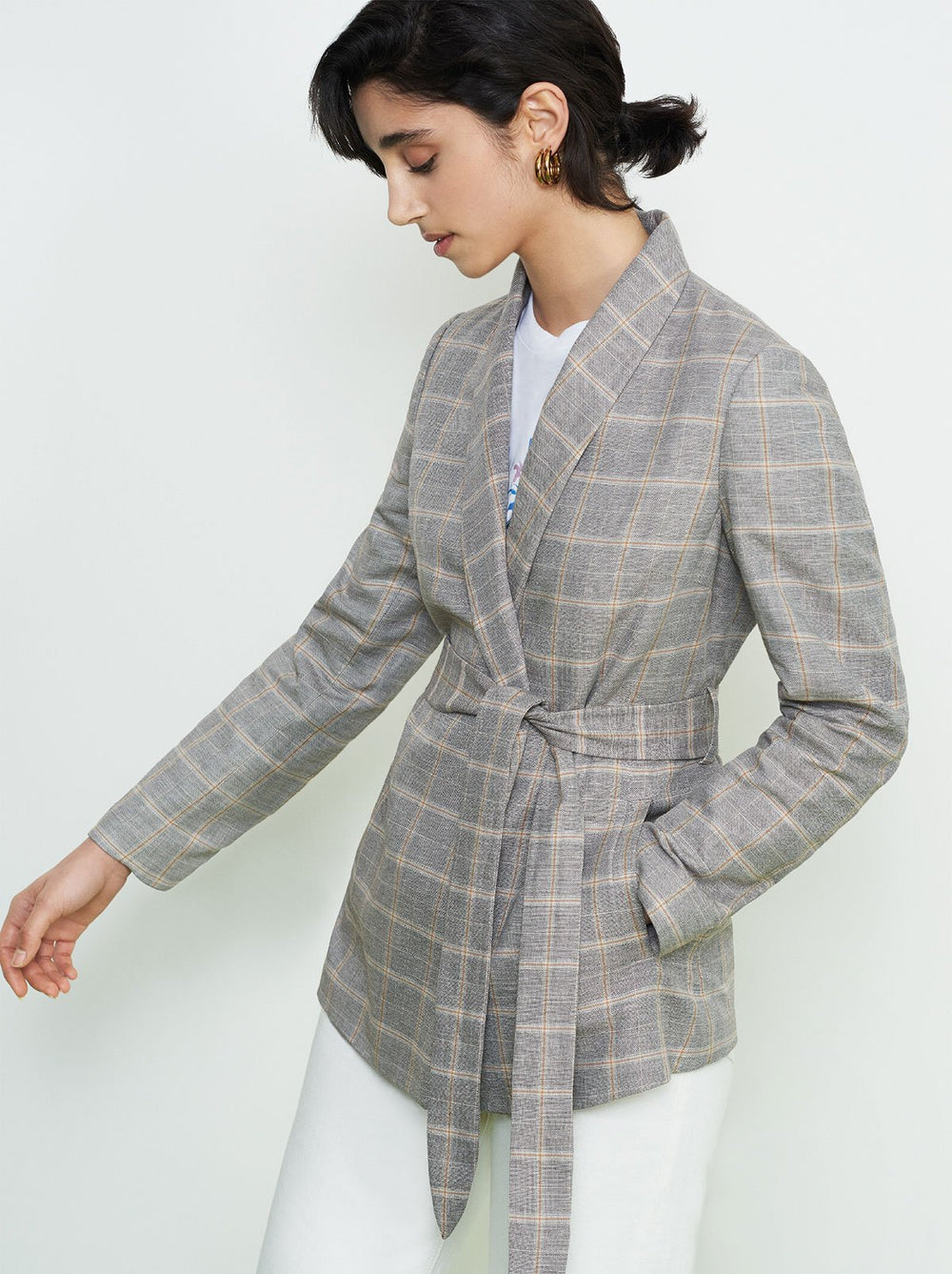 check wrap coat