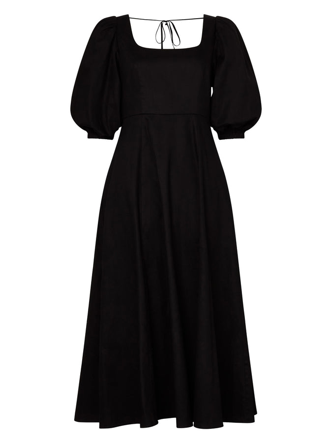 Deborah Black Cotton Midi Dress | KITRI Studio
