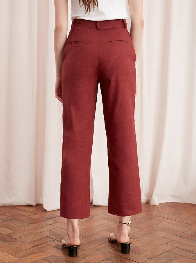 Elva Brick Linen Tailored Trousers | Women's Tailored Trousers | KITRI