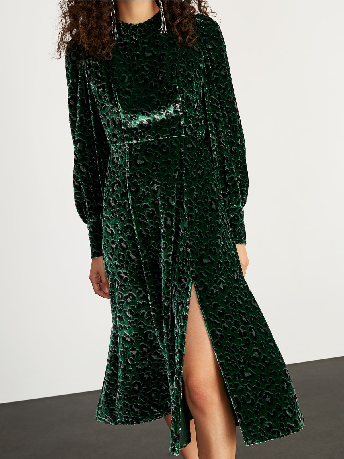 green velvet midi dress