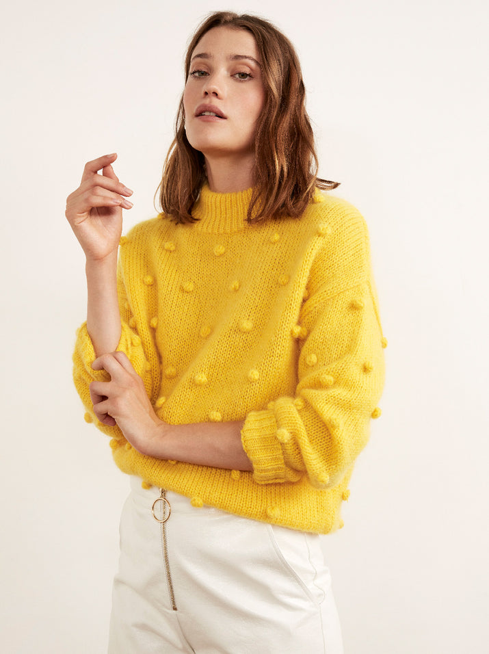 Josephine Yellow Mohair Bobble Sweater | Women's Sweaters | KITRI