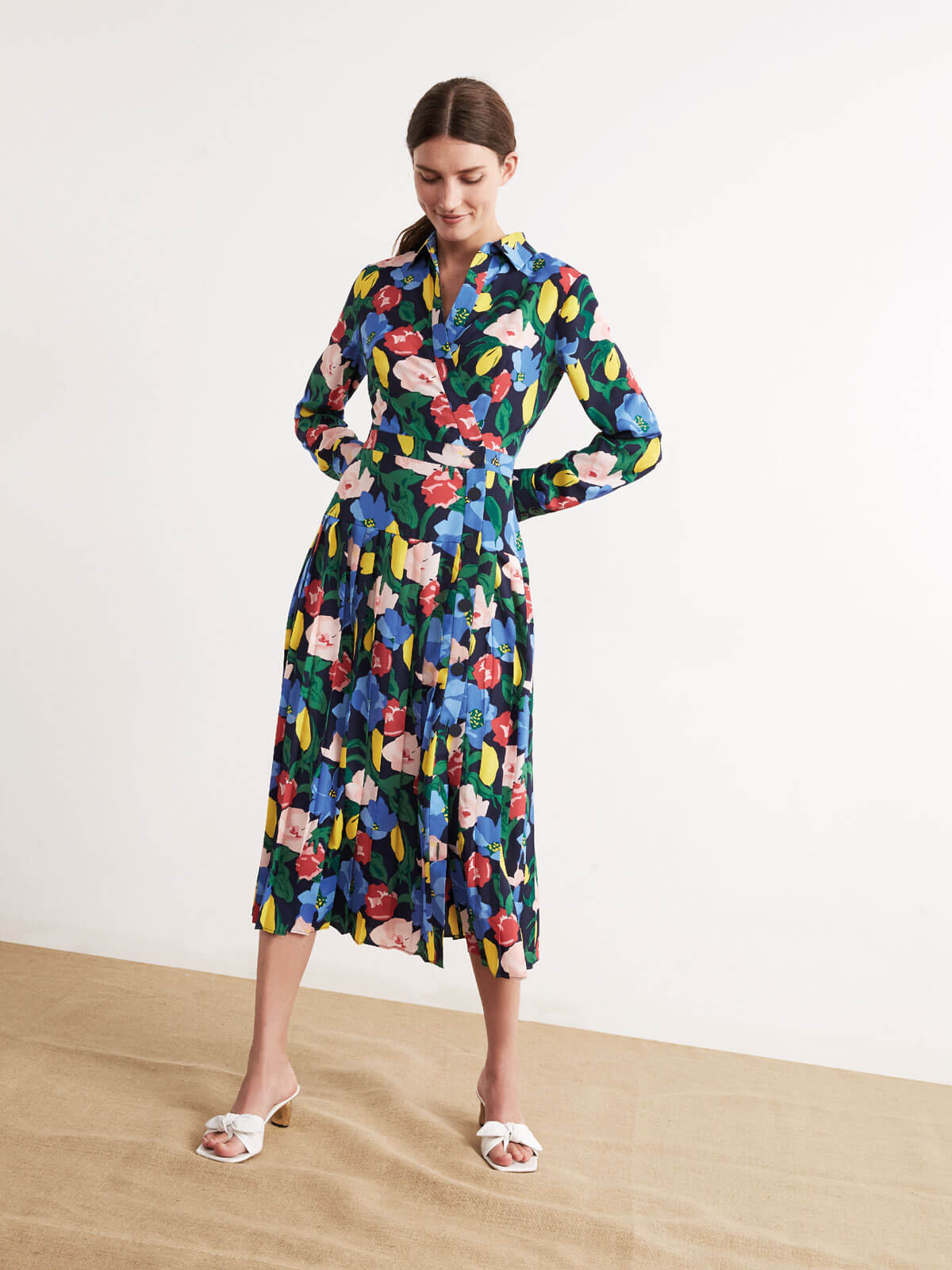 printed midi shirt dress