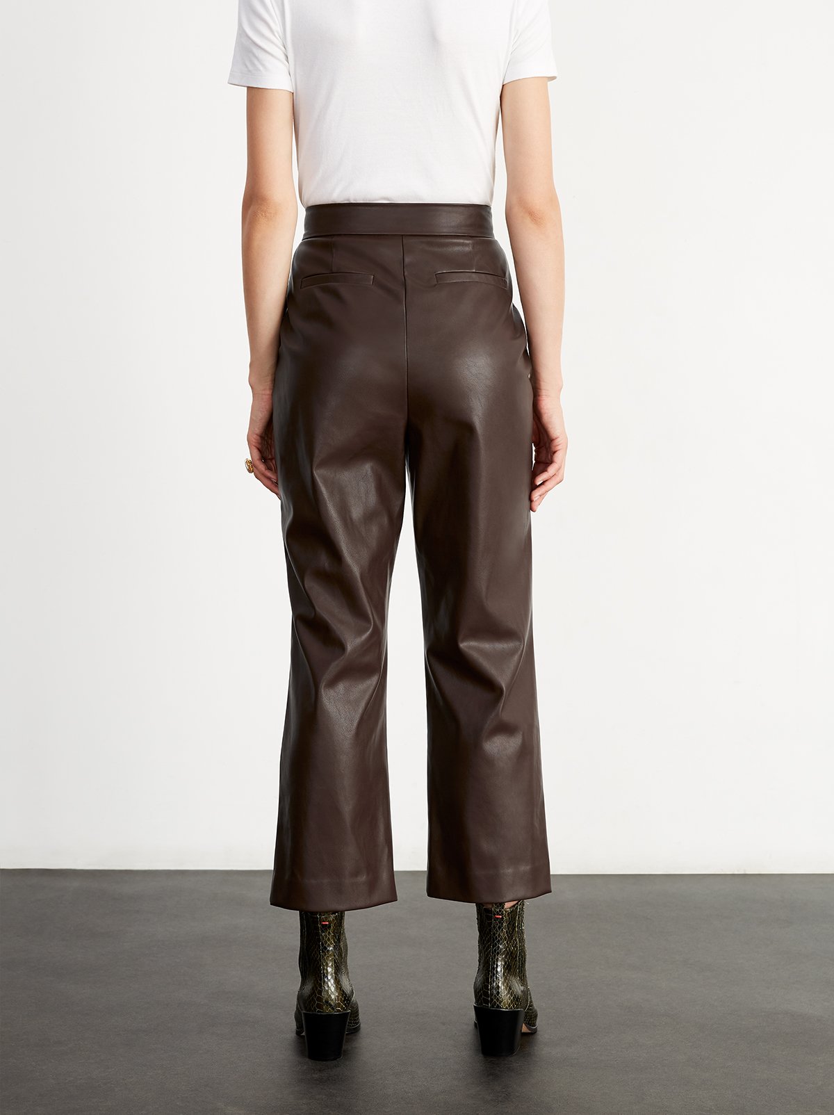 brown faux leather pants