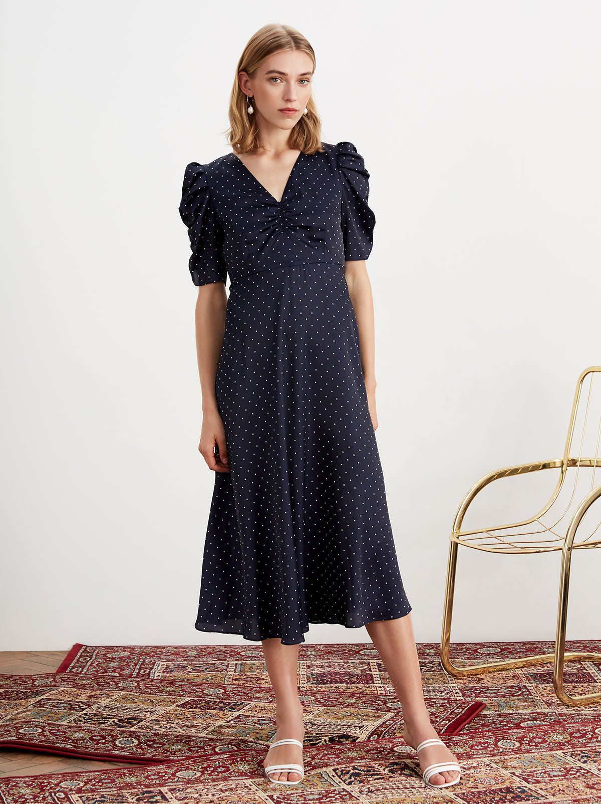 polka dot dress navy