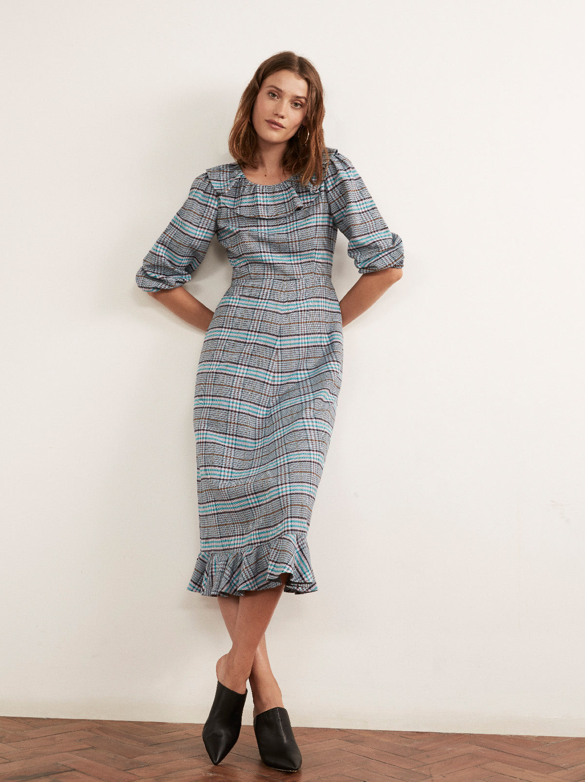 Sydney Check Frill Midi Dress | Women's 
