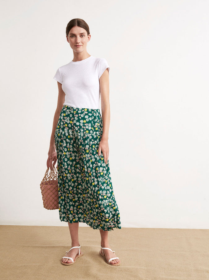 Tina Floral Print Pleated Midi Skirt | Women's Midi Skirts | KITRI