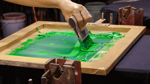 Screen printing in green ink