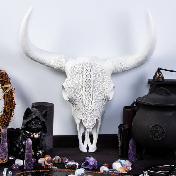 Tribal Cow Skull Wall Plaque | Gothic Homewares