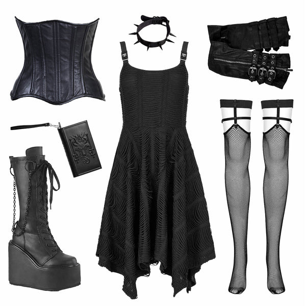 Valkyrie Leather Corset Dystopian Industrial Goth Outfit