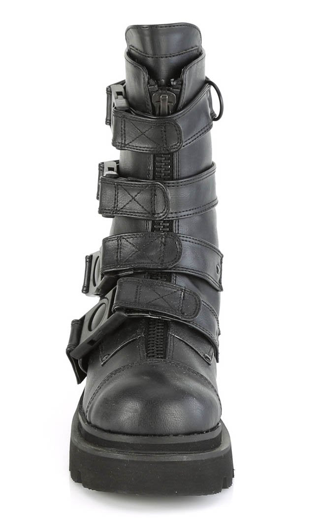 Demonia RENEGADE-55 Black Combat Ankle Boots | Gothic Shoes Australia