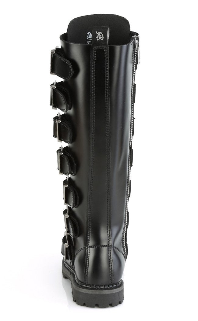 Demonia Riot 21mp Black Leather Knee High Boots Punk Shoes Australia 1608