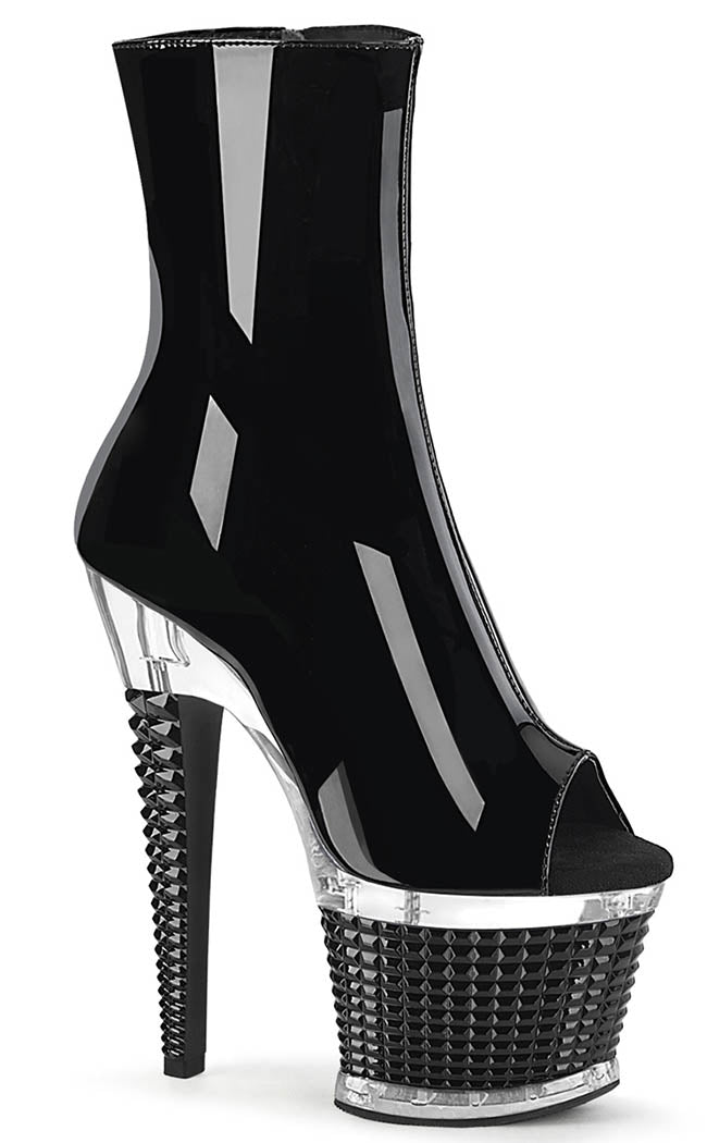 SPECTATOR 1012 Black Patent Platform Ankle Boots | Pleaser Australia