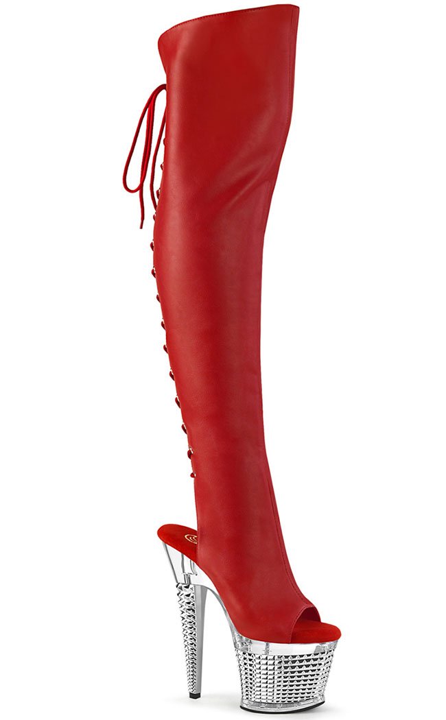 red thigh high boots size 11